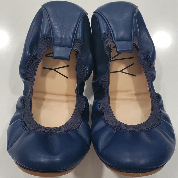 YNY Yosi New York, Lexington Foldable Ballerina Flats, Blue, Size 7 - Picture 1 of 5